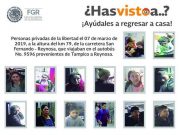 FGJ difunde fotos de 26 migrantes desaparecidos en Tamaulipas La última vez que se supo de ellos fue el 7 de marzo del año en curso