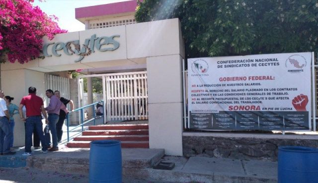 Inician paro de labores docentes de 49 Cecyte sonorenses Acusan falta de pagos durante el primer trimestre de 2019
