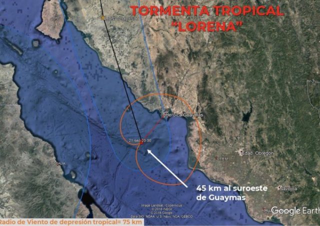 Lorena tocará Guaymas esta noche