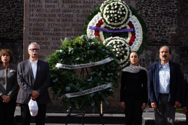 Sheinbaum conmemora a estudiantes asesinados y desaparecidos del 68