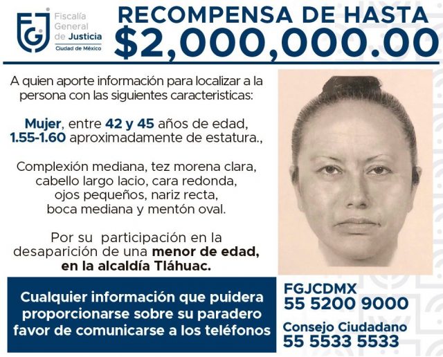 Difunden retrato hablado de posible plagiaria de Fátima; ofrecen $2,000,000