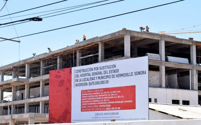 Construcción del nuevo Hospital General de Hermosillo presenta más del 90 % de avances