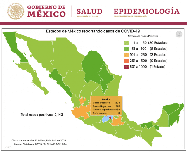 Edomex el segundo estado con más contagios de Covid-19