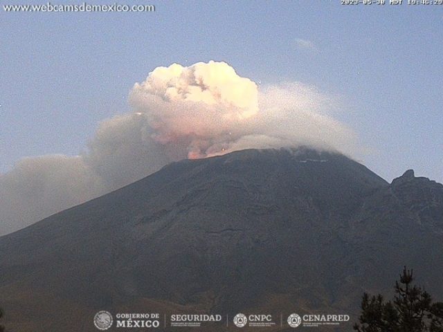 Actualización: Actividad volcánica del Popocátepetl al 31 de mayo de 2023
