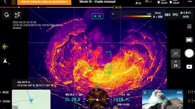 Dron de la Sedena logra capturar imágenes del cráter del Popocatépetl