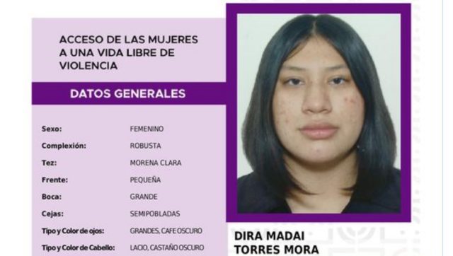 Se busca a Dira Madai Torres Mora de 17 años de edad