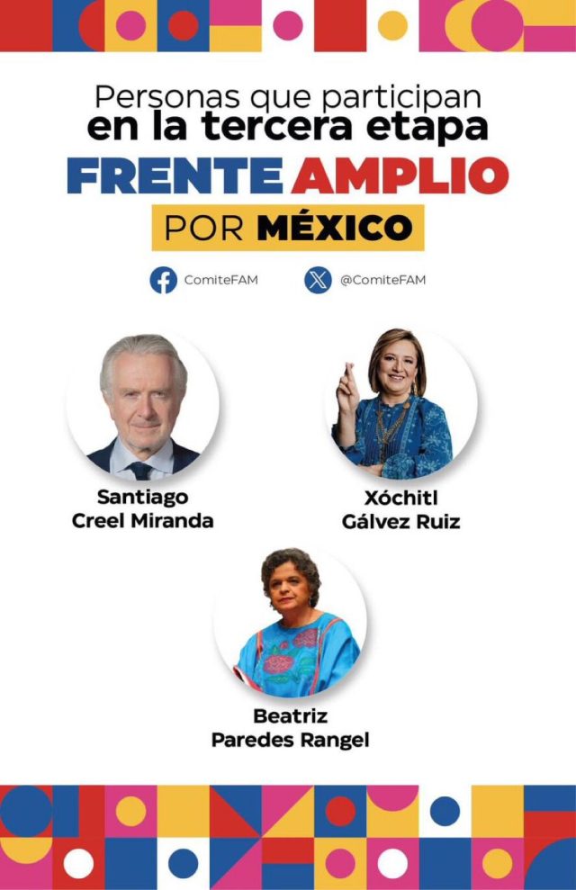 Ellos son los 3 aspirantes para coordinar el Frente Amplio por México
