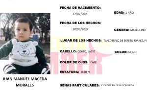 Alerta AMBER: Juan Manuel Maceda Morales de 1 año desapareció en Puebla