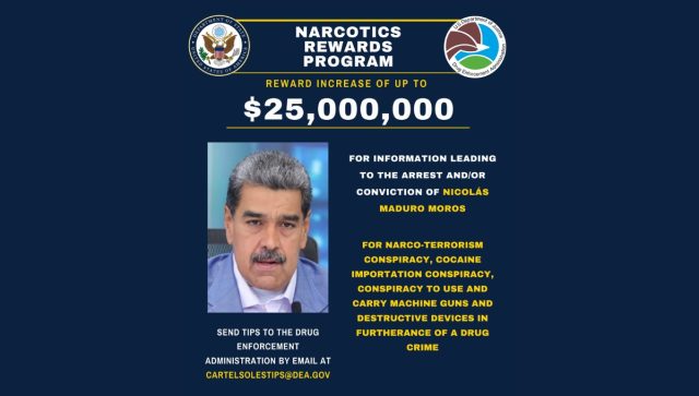 EUA ofrece recompensa de 25 mdd por captura de Nicolás Maduro