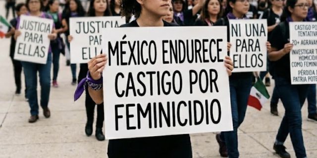 México endurece castigo por feminicidio y elimina prescripción con nueva ley nacional.