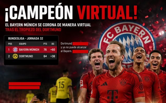 El Bayern Múnich es campeón virtual de la Bundesliga tras el tropiezo del Dortmund