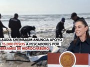 Sheinbaum anuncia apoyo de 15 mil pesos tras derrame en el Golfo