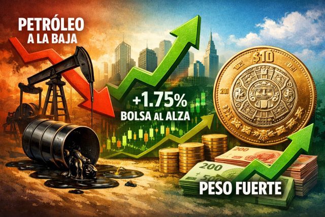 Petróleo baja, bolsa sube y peso se aprecia tras alto al fuego en Irán.