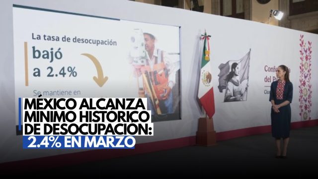 México alcanza mínimo histórico de desocupación: 2.4% en marzo