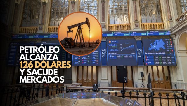 Petróleo se dispara a 126 dólares por crisis en Ormuz
