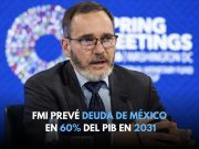 Deuda de México llegará al 60% del PIB para 2031, estima el FMI