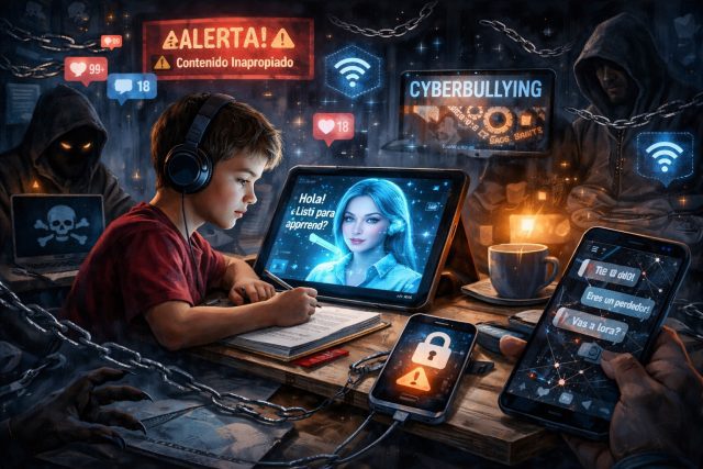 IA impulsa aprendizaje en aulas pero incrementa riesgo digital en menores hiperconectados.