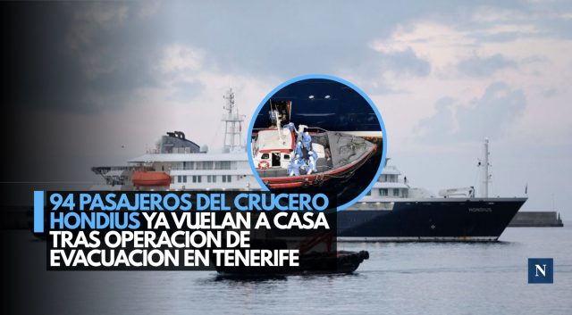 94 pasajeros del crucero Hondius ya vuelan a casa tras operación de evacuación en Tenerife.