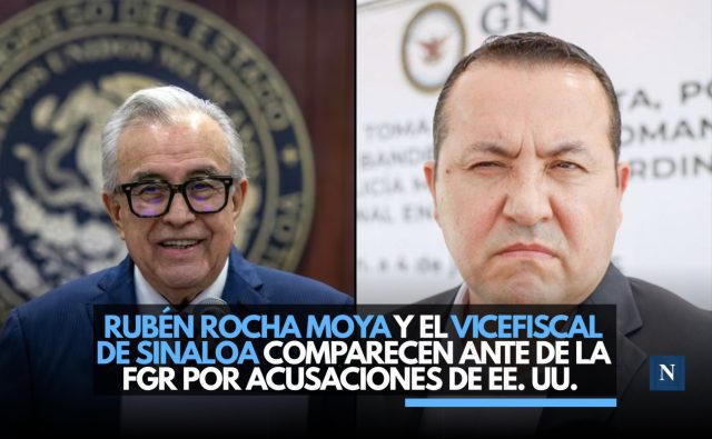 Rubén Rocha Moya y el vicefiscal de Sinaloa comparecen ante la FGR por acusaciones de EE. UU.