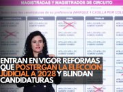 Entran en vigor reformas que postergan la elección judicial a 2028 y blindan candidaturas