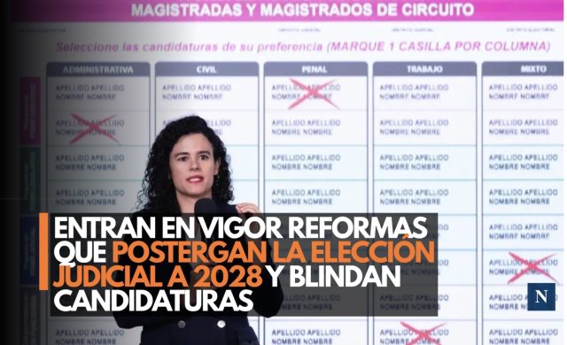 Entran en vigor reformas que postergan la elección judicial a 2028 y blindan candidaturas