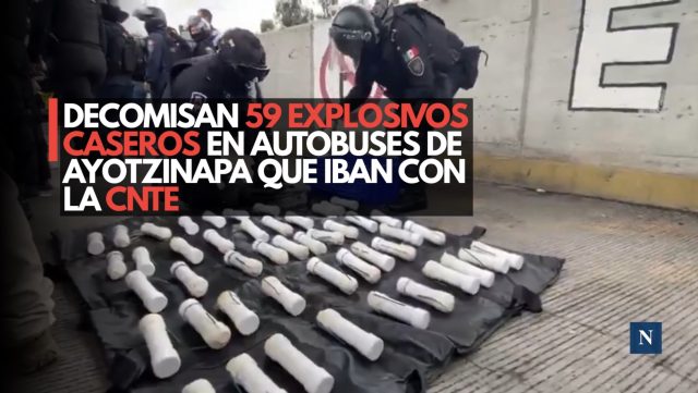 Decomisan 59 explosivos caseros en autobuses de Ayotzinapa que iban con la CNTE