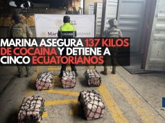 Marina asegura 137 kilos de cocaína y detiene a cinco ecuatorianos