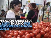 Inflación anual cede a 3.55% en junio por desplome en canasta básica