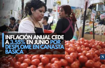 Inflación anual cede a 3.55% en junio por desplome en canasta básica