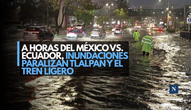 Estadio CDMX bajo el agua; inundaciones paralizan Tlalpan y el Tren Ligero