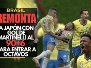 Brasil remonta a Japón con gol de Martinelli al 90+6 para entrar a Octavos