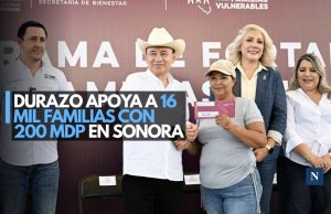 Durazo apoya a 16 mil familias con 200 mdp en Sonora