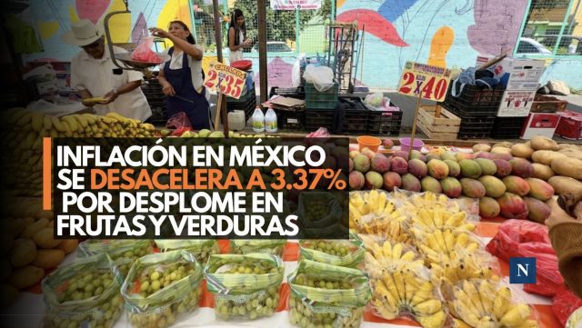 Inflación en México se desacelera a 3.37% por desplome en frutas y verduras
