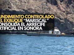 Hundimiento controlado del exbuque “Mariscal” consolida el arrecife artificial en Sonora