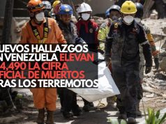 Nuevos hallazgos en Venezuela elevan a 4,490 la cifra oficial de muertos tras los terremotos