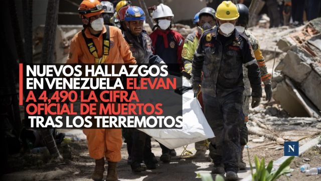 Nuevos hallazgos en Venezuela elevan a 4,490 la cifra oficial de muertos tras los terremotos