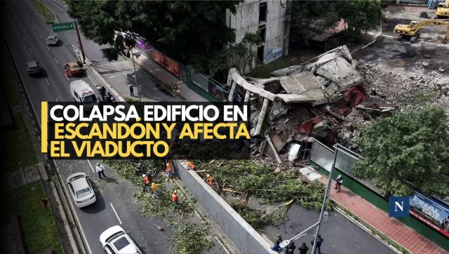 ¡Cuidado abajo! Colapsa edificio en Escandón y afecta el Viaducto
