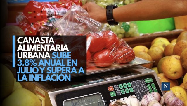 Canasta alimentaria urbana sube 3.8% anual en julio y supera a la inflación