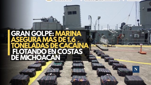 Gran golpe: Marina asegura más de 1.6 toneladas de cocaína flotando en costas de Michoacán