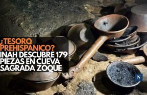 ¿Tesoro prehispánico? INAH descubre 179 piezas en cueva sagrada zoque