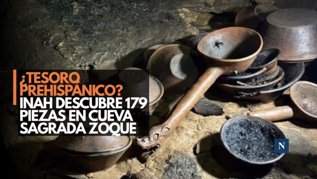 ¿Tesoro prehispánico? INAH descubre 179 piezas en cueva sagrada zoque