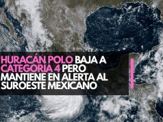 Huracán Polo baja a categoría 4 pero mantiene en alerta al suroeste mexicano