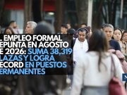 El empleo formal repunta en agosto de 2026: suma 38,319 plazas y logra récord en puestos permanentes