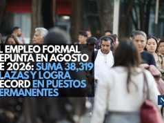 El empleo formal repunta en agosto de 2026: suma 38,319 plazas y logra récord en puestos permanentes