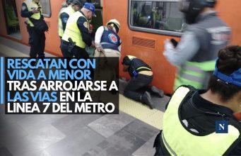 Rescatan con vida a menor tras arrojarse a las vías en la Línea 7 del Metro