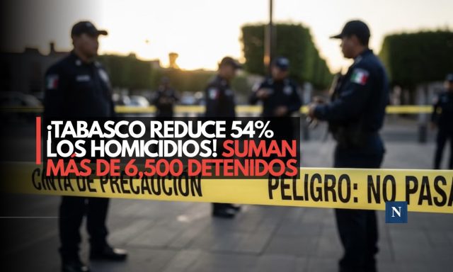 ¡Tabasco reduce 54% los homicidios! Suman más de 6,500 detenidos