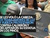 Se les voló la cabeza : Ex trabajadores de Luz y Fuerza protestaron contra Calderón y decapitaron su estatua en Los Pinos
