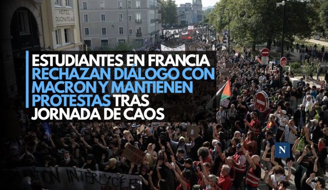 Estudiantes en Francia rechazan diálogo con Macron y mantienen protestas tras jornada de caos