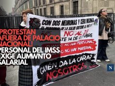 ¡Protestan afuera de Palacio Nacional! Personal del IMSS exige aumento salarial