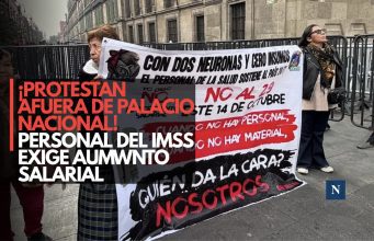 ¡Protestan afuera de Palacio Nacional! Personal del IMSS exige aumento salarial